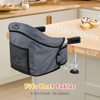 Hook on High Chair for Babies and Toddlers 6-36 Months, Portable and Foldable for Home and Travel, Baby Feeding Chair - Setup in Seconds - Includes Carry Bag (Grey) - Image 2