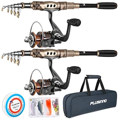 PLUSINNO Fishing Rod and Reel Combos Carbon Fiber Telescopic Fishing Pole with Reel Combo Sea Saltwater Freshwater Kit Fishing Rod Kit - Image 1
