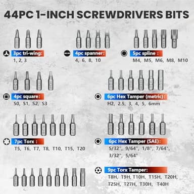 InPower 45 Pcs Screwdriver Bit Set with Magnets Included Storage Case and Bit Holder Driver - Image 2