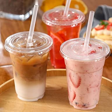 VITEVER 100 Sets - 12oz Clear Plastic Cups with Lids and Straws, Disposable Cups for Iced Coffee, Smoothie, Milkshake, Cold Drinks - Image 2