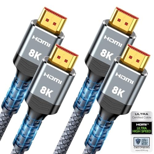 10K 8K HDMI 2.1 Cable 2-Pack 6.6FT, Highwings Certified 48Gbps Ultra High Speed Slim HDMI Cord,Support 4K@120Hz 8K@60Hz, HDCP 2.2&2.3, Dynamic HDR,eARC,DTS:X, Compatible with Roku TV/HDTV/PS5/Blu-ray - Image 1