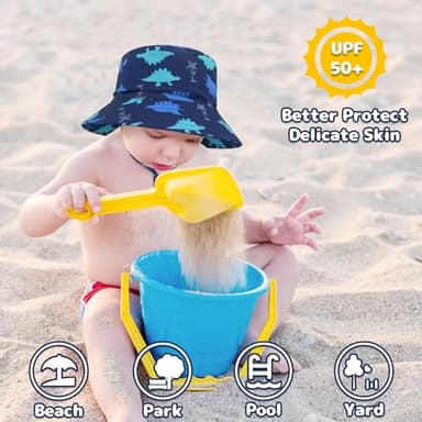 Baby Sun Hat for 0-6 Months - Infant Bucket Hat for Beach, Boy - Image 3