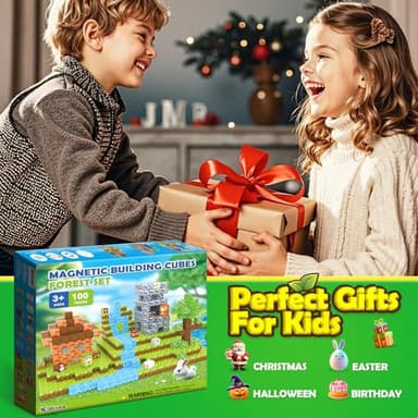 100PCS Magnetic Blocks - Build Mine Magnet World Forest Set, STEM Building Toys for Kids Ages 4-8, Classroom Must Haves Construction Toys, Sensory Toddler Toys Gift for 3+ Year Old Boys & Girls - Image 6