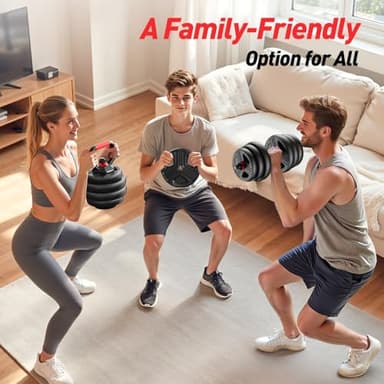 Adjustable Dumbbell Set, 70lbs Free Weights with Upgraded Nut, 4 in 1 Weight Set Used as Kettlebells, Barbell, Push Up Stand, Fitness Exercise for Home Gym Suitable for Men/Women - Image 7