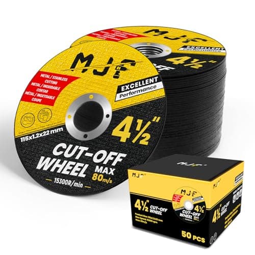MJF 4 1/2" Cut-Off Wheels 50 Pack, Arbor 7/8", Premium Aluminum Oxide, Fast, Precise Cutting for Metal & Stainless Steel for Angle Grinders - Image 1