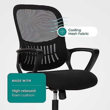SMUG Office Computer Desk Chair, Ergonomic Mid-Back Mesh Rolling Work Swivel Task Chairs with Wheels, Comfortable Lumbar Support, Comfy Arms for Home, Bedroom, Study, Dorm, Student, Adults - Image 6