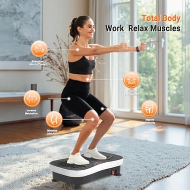 TODO Vibration Plate Exercise Machine Whole Body Vibration Machine with Remote Control for Pain Relief, Lymphatic Drainage, Weight Loss(3 Resistance Loops/Resistance Bands) - Image 2