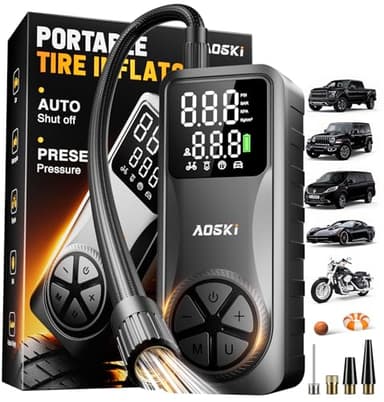 Tire Inflator Portable Air Compressor: 20000mAh & 150PSI Fast Inflation Air Pump for Car Moto Bike Ball - One-Button Control - Senior-Friendly Solution for Elderly Drivers - Image 1