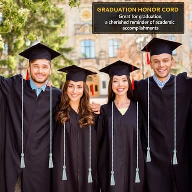 Graduation Cords, Cords for Graduation 2025, Light Blue White 68" Grad Chords Honor Cord Tassel Ropes for Grad Accessories Party Decorations Ceremonies College Students Master Doctoral Bachelor Gown - Image 2