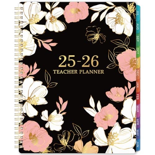 Teacher Planner 2025-2026 - Teacher Lesson Planner 2025-2026, JULY 2025 - JUNE 2026, 11” x 8.5”, Weekly & Monthly Lesson Plan Book with Strong Twin-wire Binding, Holidays, Inner Pocket, Colorful Tabs - Image 1
