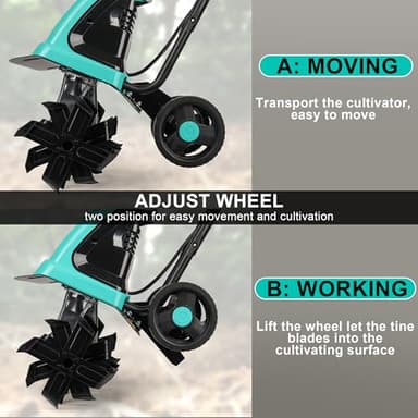 IncwBo Electric Rototiller Garden Tiller 12 Inch Tilling Width 8-Inch Electric Tiller 10.5 Amp Tiller Cultivator for Garden Yard - Image 3