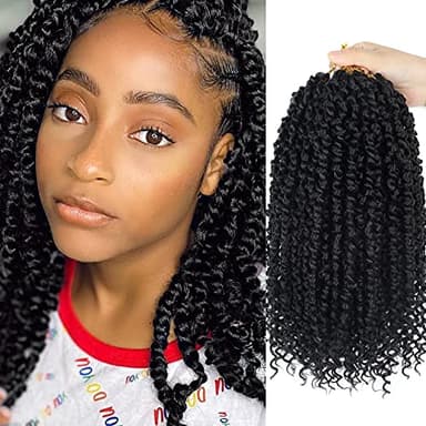 BILEAF Pre-twisted Passion Twist Crochet Hair for Women 8 Packs Curly Crochet Hair Pre Looped 12 Inch Ombre Passion Twist Hair, Short Passion Twists Hair Crochet Passion Twists Crochet Boho Braids 1B - Image 1