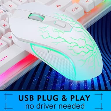 Gaming Keyboard and Mouse Combo, K1 RGB LED Backlit Keyboard with 104 Key for PC/Laptop(White) - Image 2