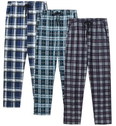 MoFiz Men's Pajama Sleep Lounge Pants Mens Sleepwear Lightweight Pjs Bottoms Comfort Plaid Sleeping Pants H-3Pack Medium - Image 1