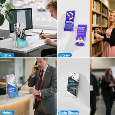 KTRIO Acrylic Brochure Holder 4x9 Inches 2 Pack, Clear Pamphlet Display Stand Plastic Flyer Holders for Booklets, Menu, Journals, Wall Mount or Countertop Use - Image 7