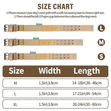 Heavy Duty Dog Collar, Tactical Dog Collar, Thick Dog Collar with Paracord Survival Bracelet, Heavy Duty Metal Buckle and Patches, Suitable German Shepherd, Pitbull, Rottweiler (Brown, L) - Image 6