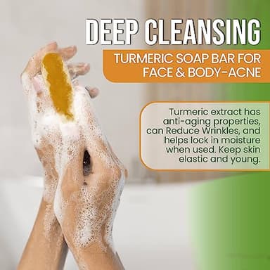 AMVital Turmeric Soap Bar for Face & Body-Acne, Dark Spots, Smooth Skin, Natural Handmade Soap For All Skin Types, Turmeric Body Bar For Men and Women - Image 5