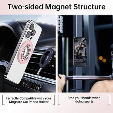 SYNCWIRE Magnetic Phone Ring Holder for MagSafe, 360° Rotation Cell Phone Grip Stand Finger Ring Kickstand Two-Sided Magnet Compatible with iPhone 17 Pro Max 16 15 14 13 12 MagSafe Accessories - Image 5