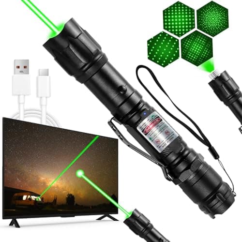 MIPREZT [Professional] Rechargeable Green Laser Pointer High Power Green Beam Light Long Distance Range for TV/LED/LCD Screens Tactical Flashlights Presentation Office/Outdoors/Construction [005] - Image 1