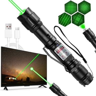 MIPREZT [Professional] Rechargeable Green Laser Pointer High Power Green Beam Light Long Distance Range for TV/LED/LCD Screens Tactical Flashlights Presentation Office/Outdoors/Construction [005] - Image 1