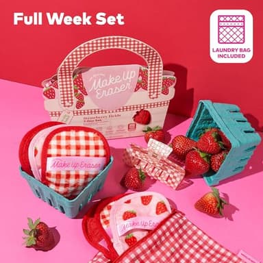 The Original MakeUp Eraser, 7-Day Set, Erase All Makeup With Just Water, Including Waterproof Mascara, Eyeliner, Foundation, Lipstick, Sunscreen, and More! Strawberry Fields, 7ct. - Image 6