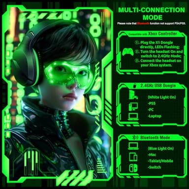 WolfLawS X3 Wireless Gaming Headset for Xbox Series X|S, PS5, PC, Mac, Switch – Bluetooth Headphones with Noise Cancelling Mic, 60H Playtime, Low Latency, Lightweight & Comfortable for Gamers - Image 6