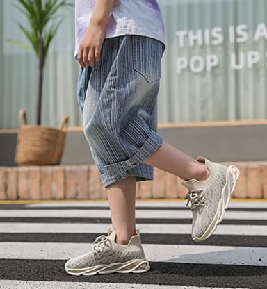 DADAWEN Boys Girls Lightweight Breathable Sneakers Kids Tennis Shoes Athletic Running Shoes for Toddler/Little Kid Beige US Size 7 M Toddler - Image 6