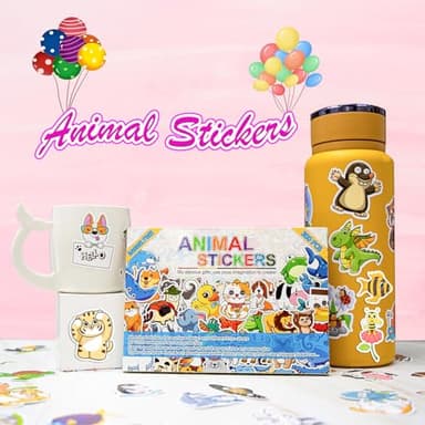 300 PCS Water Bottle Stickers for Kids,Waterproof Vinyl Animal Stickers for Kids,Skateboard,Laptop Stickers for Girls Boys Classroom Prizes - Image 2