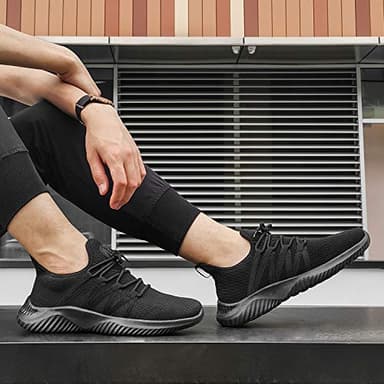 Feethit Mens Slip On Running Shoes Breathable Lightweight Comfortable Fashion Non Slip Sneakers for Men New Black05 Size 10 - Image 6