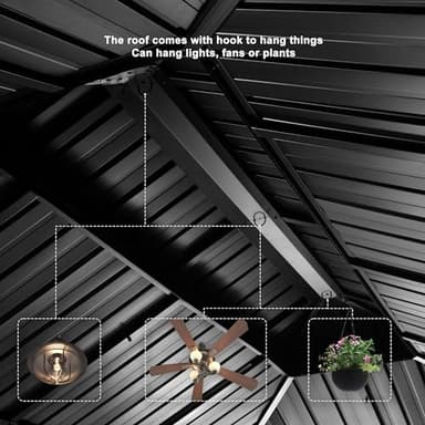 PURPLE LEAF 12' X 16' Permanent Hardtop Gazebo Aluminum Gazebo with Galvanized Steel Double Roof for Patio Lawn and Garden, Curtains and Netting Included, Grey - Image 8