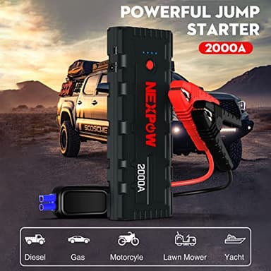 NEXPOW 2000A Battery Jumper Starter Portable, 12V Car Jump Starter, Auto Battery Booster, Lithium Jump Box with LED Light/USB Quick Charge 3.0 - Image 2