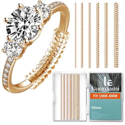 Ring Size Adjuster for Loose Rings，Kueroami Ring Adjuster Guards, 6 Sizes Tightener Resizer Fitter Rings Width 1-8 MM, Reduces Spacers Size by 0.5-1.5 (Gold) - Image 1