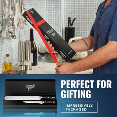 Cutluxe BBQ Carving Knife Set – Brisket Slicing and Boning Knife for Meat Cutting – Professional Knife with Razor Sharp German Steel, Full Tang, Ergonomic Handles – Artisan Series - Image 9