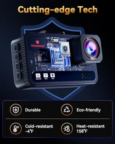 TERUNSOUl 4K+4K Dash Cam Front and Rear, Free 128GB Card Included, 5.8GHz WiFi Dash Camera for Cars, Built-in GPS, G-Sensor, 170°Wide Angle, 3" IPS Screen, 24H Parking Mode, Support 512GB Max - Image 9