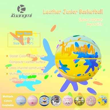 Kuangmi Painting Kids Basketball, Youth Size 5(27.5"), for Junior Children Boys Girls Indoor & Outdoor - Image 3