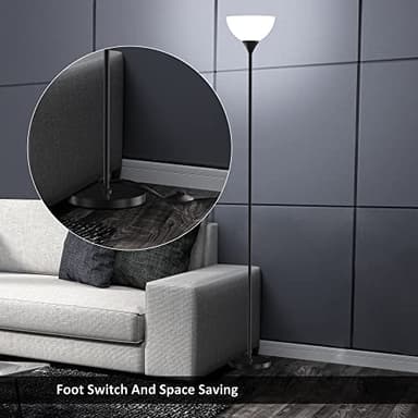 PESRAE Floor Lamp, Remote Control with Stpeless Color Temperatures and Brightness, Torchiere lamp for Bedroom, Living Room, Bulb Included (Matte Black) - Image 6