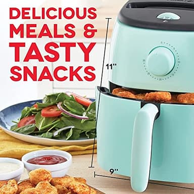 DASH Tasti-Crisp™ Electric Air Fryer Oven, 2.6 Qt., Aqua – Compact Air Fryer for Healthier Food in Minutes, Ideal for Small Spaces - Auto Shut Off, Analog, 1000-Watt - Image 6