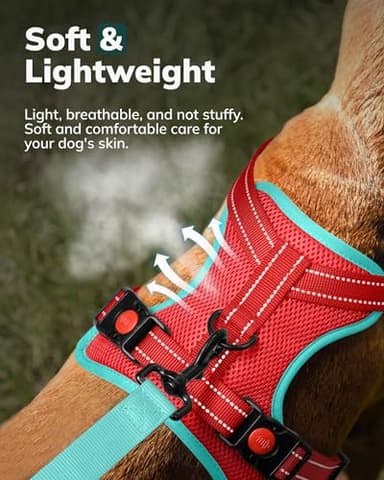 MIDOG No-Pull Dog Harness | Adjustable & Reflective Pet Harness Leash Set for Small Medium Large Dogs Walking, Training| No Choke, Front Clip, Soft Padded Vest with Easy Control Handle - Red, M - Image 5