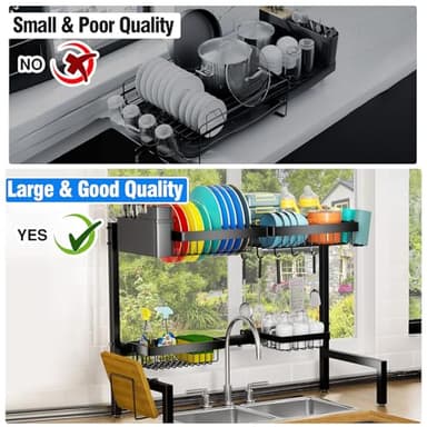 YKLSLH 4 Baskets Over The Sink Dish Drying Rack, Extendable Large Capacity Sink Rack, Metal Drying Rack Saving Space,for Most Sinks (24.8 "-35.4") - Image 2