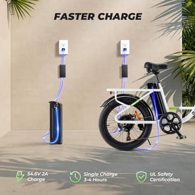 isinwheel U7 Electric Bike for Adults, 750W Peak 20 mph Cargo Ebike Adult Electric Bicycles 55 Miles Range E Bike, 48V 10.4Ah Removable Battery, 7 Speed Gearshift, 20" Step Thru Ebikes for Adults - Image 4