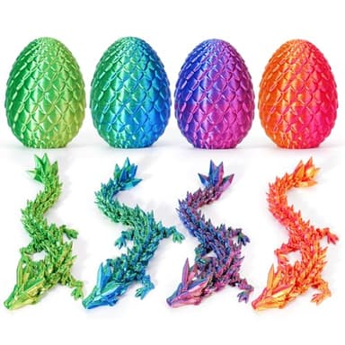 4Pcs 3D Printed Dragon Eggs with Dragon Inside Articulated Animals Cool Crystal 3D Print Dinosaur Toy Dino Eggs for Boys Girls Home Decor - Image 7