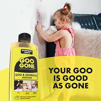 Goo Gone Original Liquid - 8 Ounce - Surface Safe Adhesive Remover Safely Removes Stickers Labels Decals Residue Tape Chewing Gum Grease Tar Crayon Glue - Image 7