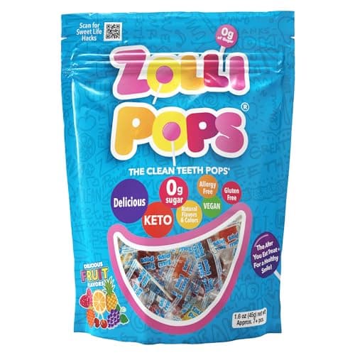 Zollipops Halloween Pack - Clean Teeth Pops Sugar Free Candy with Xylitol, Dye-Free Lollipops - Keto & Diabetic-Friendly, Dentist-Approved Treats for Kids (Assorted Fruit, 1.6oz, Pack of 8) - Image 1