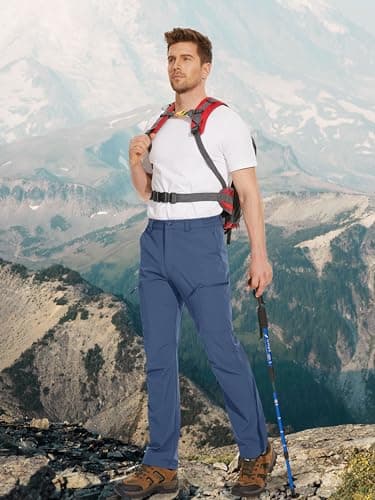 MAGCOMSEN Mens Hiking Pants Lightweight Work Pants for Men Stretch Breathable Elastic Waist Pants for Men Blue Grey - Image 6