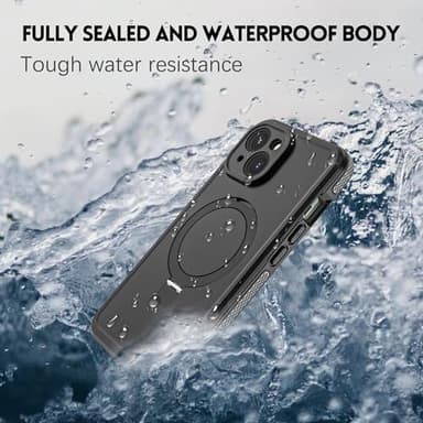 Oterkin Magnetic for iPhone 15 Case Waterproof,[Compatible with MagSafe][Full Body Protection][Military Rugged] Phone Case with Built-in [Invisible Foldable Stand & Screen Protector] (Blue) - Image 2
