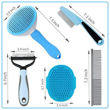 MASTER QUEEN Dog Brush Grooming Kit 5PCS - Dog Brushes for Grooming, Dog Brush for Shedding,Puppy Brush and Flea Comb for Dogs, Slicker Brush Comb and Dog Hair Brush Set Blue - Image 2