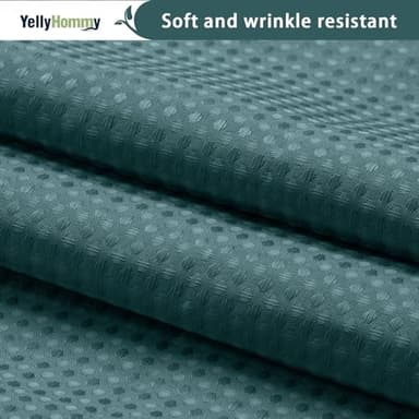 YellyHommy No Hook Shower Curtain with Snap in Liner Set Less Time Waffle Shower Curtain for Bathroom 75" L x 72" W Seaweed Green - Image 8