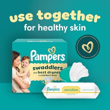 Pampers Swaddlers Disposable Baby Diapers Size 1, 198 Count with Sensitive Water Based Baby Wipes 12 Flip-Top Packs (1008 Wipes Total) - Image 13