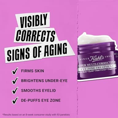 Kiehl's Super Multi-Corrective Eye Cream, Anti-Aging Cream that Lifts Brow Bone Area, Smooths and Firms Eye Lids, Bilberry Seed Extract and Collagen Peptide for Smoother Looking Skin - 0.5 fl oz - Image 4