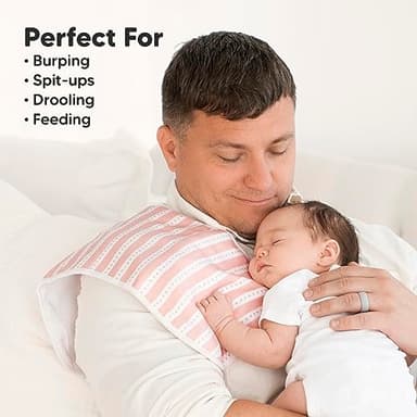 Organic Burp Cloths Baby Boy & Girl - 5-Pack Super Absorbent Cotton Burping Cloths for Babies, Soft & Plush Newborn Spit Up Rags, Infant Towels for Milk Spit Up, Unisex, Large 21" x 10" (Sweet Charm) - Image 5